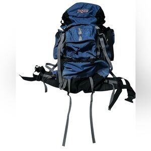 VTG Jansport Klamath 72L Internal Frame Hiking Backpack Blue Black Adjustable